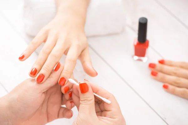 Manicure making in a beauty spa salon