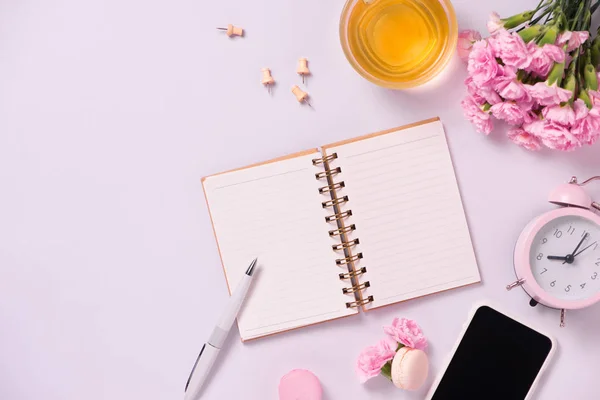 Arbeitsbereich Hochzeitsplaner Dekorationen Flache Lage — Stockfoto