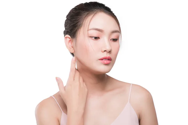 Schönheitsporträt Einer Asiatischen Frau Mit Perfekt Frischer Sauberer Haut Die — Stockfoto