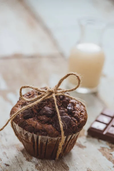 Смачний Домашній Шоколадний Кекс Столі Готовий Їсти — стокове фото