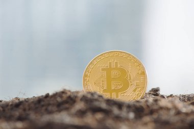 Madenciliği altın Bitcoin kavramı, sikke toprak