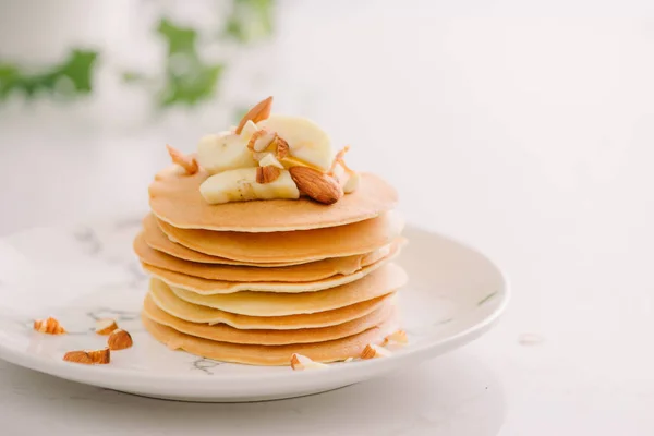 Pancakes Nuts Salted Caramel Sauce — Stock Photo, Image