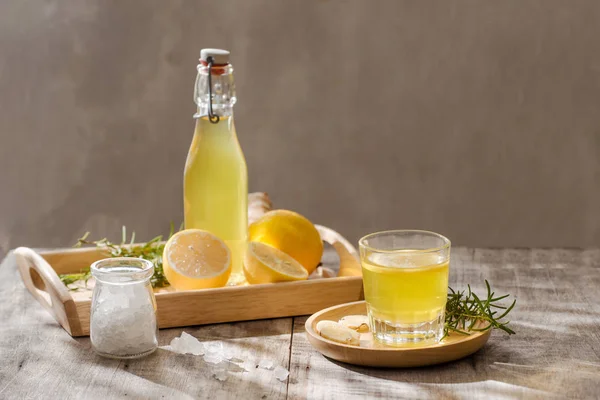 Імбирне Пиво Домашній Лимонний Імбир Органічних Сода Напої Копія Простір — стокове фото