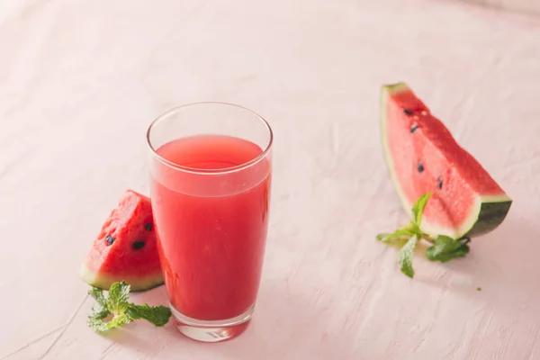 Boisson Pastèque Dans Des Verres Avec Des Tranches Pastèque — Photo