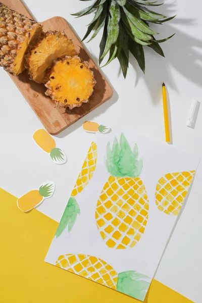 Tropické Letní Koncept Ananasového Ovoce Ruční Kreslení Ilustrace — Stock fotografie