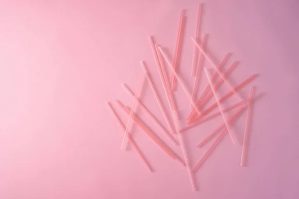 Drinking Straws Bright Pink Background — Stock Photo, Image