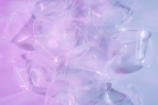 Plastic Cups Heap Light Background — Stock Photo, Image