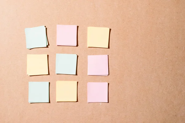 Blank Colorful Sticky Notes Wooden Wall — Stock Photo, Image