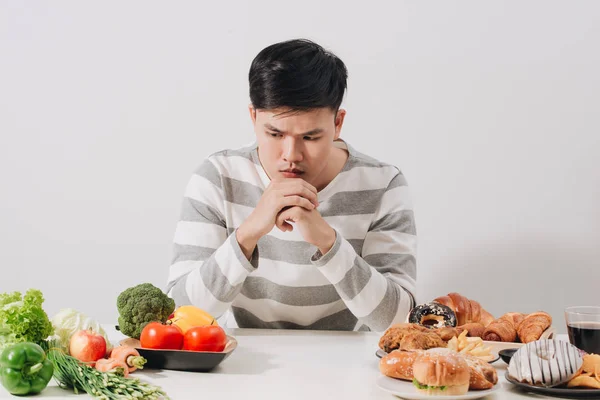 Der Mensch Hat Die Schwere Wahl Zwischen Gesunder Und Ungesunder — Stockfoto