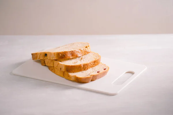 Freshly Baked Bread Wooden Cutting Board Isolated White Background — Stock Photo, Image