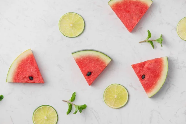 Watermelon Slices Fresh Watermelon White Background — Stock Photo, Image