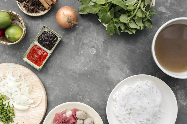 Deconstructed Pho Laid Out All Ingredients — Stock Photo, Image