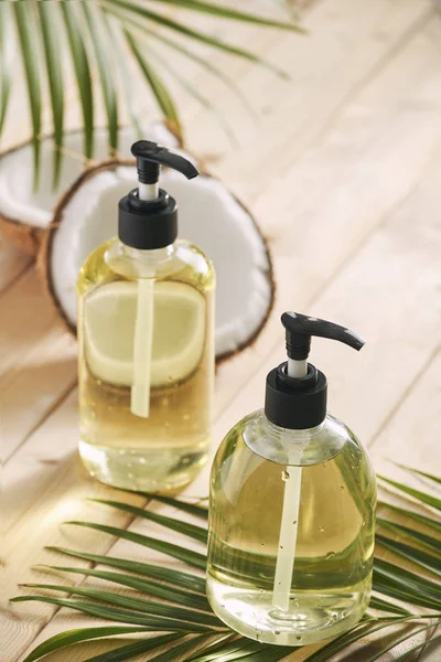 Homemade cosmetics coconut oil and lemon acid. Homemade soap and