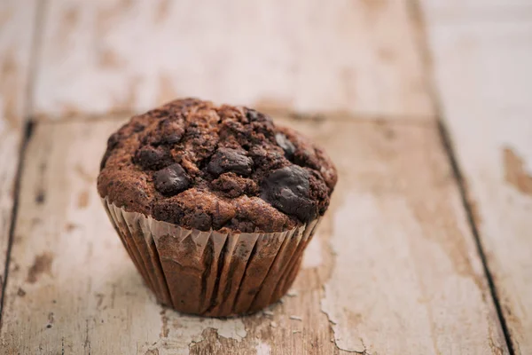 Delicioso Muffin Chocolate Casero Mesa Listo Para Comer —  Fotos de Stock