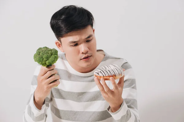 Der Mensch Hat Die Schwere Wahl Zwischen Gesunder Und Ungesunder — Stockfoto