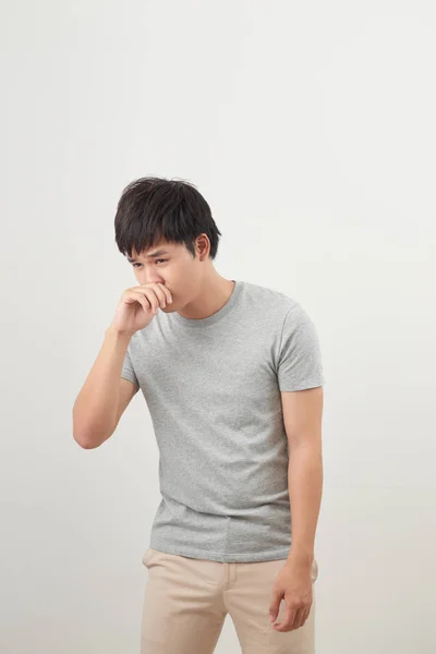 Sick Man Runny Nose Portrait Sick Asian Man Runny Nose — Stock Photo, Image