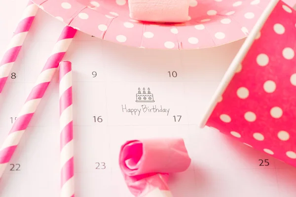 Scrivere Torta Sul Calendario Buon Compleanno — Foto Stock