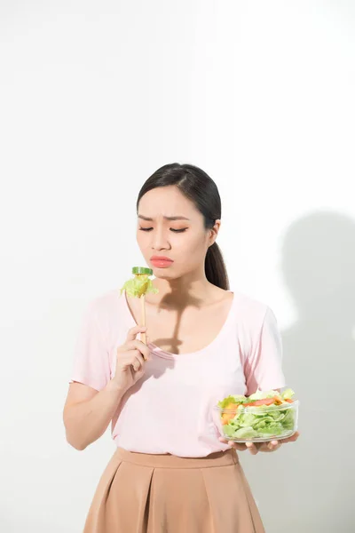 Δυστυχισμένος Ασιατικές Γυναίκες Είναι Δίαιτα Χρόνο Κορίτσι Δεν Θέλουν Τρώνε — Φωτογραφία Αρχείου