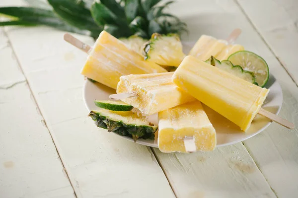 Paletas Caseras Hechas Piña — Foto de Stock