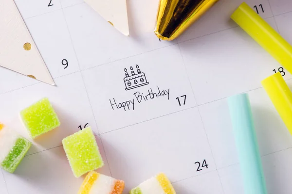 Escribir Pastel Calendario Feliz Cumpleaños —  Fotos de Stock