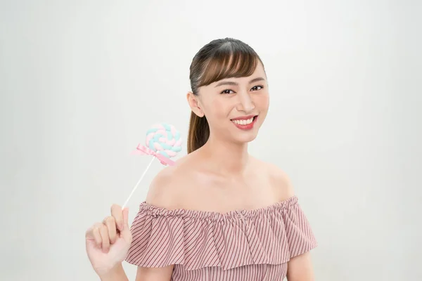 Young Asian Woman Lolipop — Stock Photo, Image