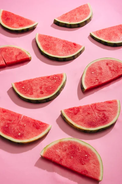 Fresh Watermelon Slices Arranged Pattern — Stock Photo, Image