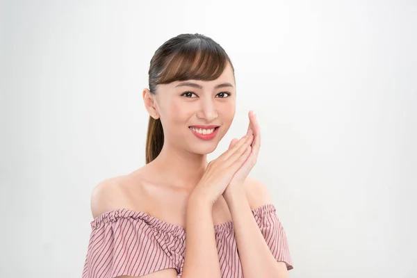 Beauty Skincare Vrouwen Met Gezondheid Tand Witte Achtergrond — Stockfoto