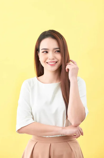 Portrait Beautiful Young Asian Woman Happiness Standing — Stock Photo, Image