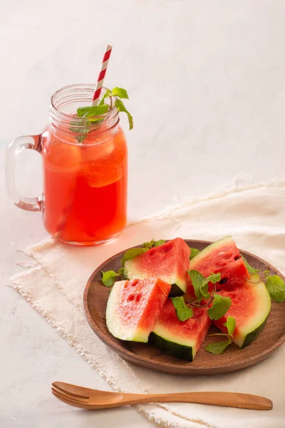 Jugo Sandía Sobre Fondo Blanco Bebida Saludable — Foto de Stock