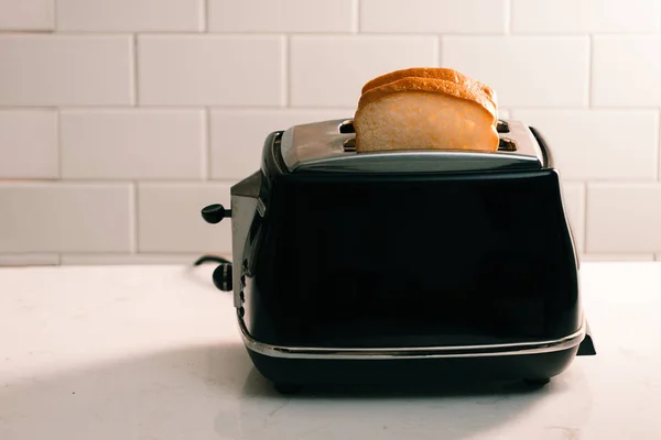 Toustovač Toastový Chléb List Pohledu Mňam Pro Ranní Jídlo — Stock fotografie