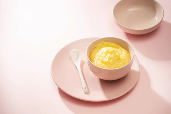 Homemade vegetable baby food. Potato puree for baby — Stock Image Homemade Vegetable Baby Food Potato Puree Baby Royalty Free Stock Images