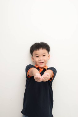 Asya çocuklar açık palmiye el jest