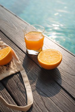 Taze portakal ve yaz moda plaj aksesuarları seti 