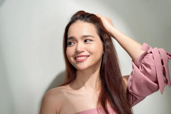 Spectacular Asian Young Woman Playing Her Hair Indoor Photo Wonderful — Stock Photo, Image