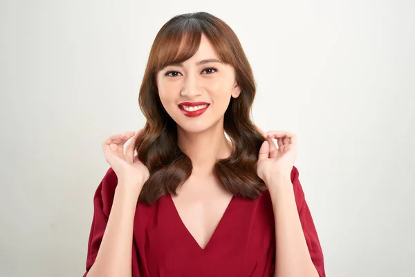 Retrato Bela Jovem Mulher Asiática Com Pele Impecável Maquiagem Perfeita — Fotografia de Stock