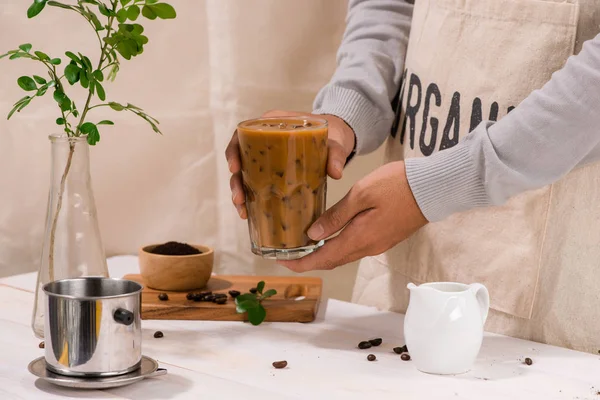 Vietnamese Ice Coffee Milk Table — Stock Photo, Image