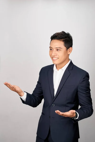 Charmante Knappe Jonge Aziatische Zaken Man Die Zijn Hand Vasthoudt — Stockfoto