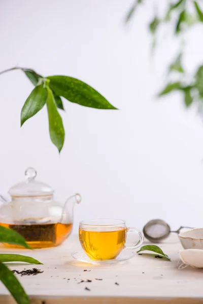 Dried Tea Leaves Tea Pot — Stock Photo, Image