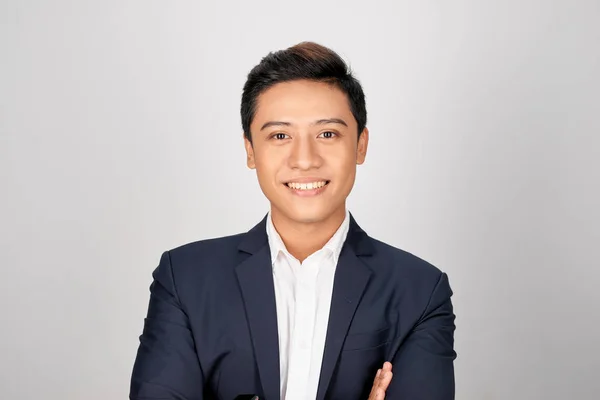 Junge Gut Aussehende Asiatische Geschäftsmann Auf Einem Weißen Hintergrund Isoliert — Stockfoto