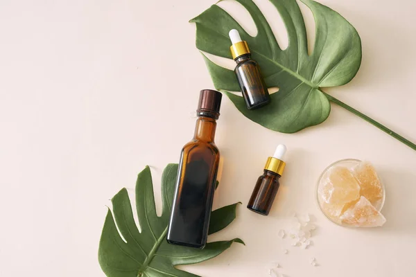 化粧品自然スキンケア エッセンシャル オイルのアロマセラピー Organic 自然科学美容製品 Herbal 代替医療 モックアップします — ストック写真