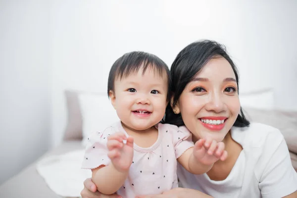 Cute Little Girl Sitting Room Child Have Fun Home — Stock Photo, Image