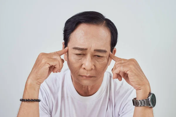 Asian Elder Suffer Stroke Powerful Headache Brain Attack — Stock Photo, Image