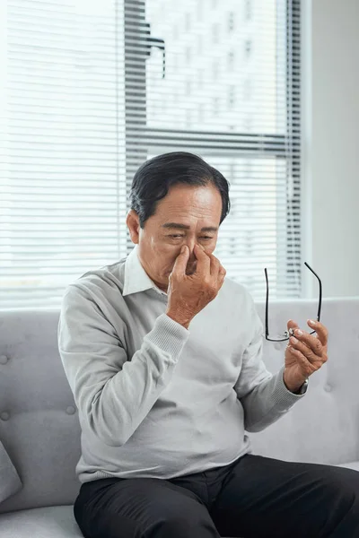 Stress Vieillesse Concept Personnes Gros Plan Homme Âgé Dans Des — Photo