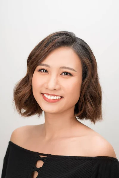 Primer Plano Joven Asiática Hermosa Mujer Con Cara Sonriente — Foto de Stock