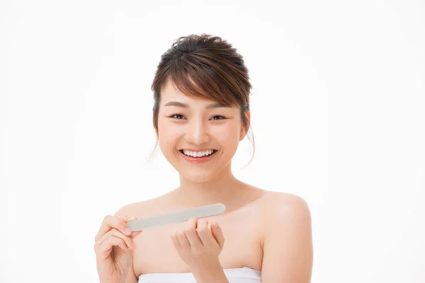 Joven Atractiva Mujer Asiática Belleza Imagen Cuidado Uñas —  Fotos de Stock