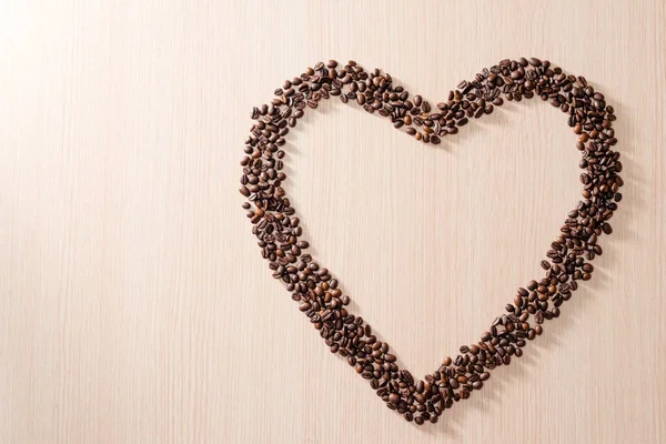 Forma Coração Com Grãos Café — Fotografia de Stock