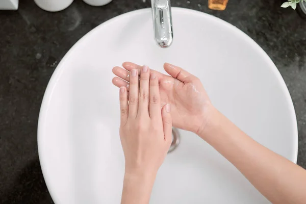 Woman Washing Hand Sink — Stock Photo, Image