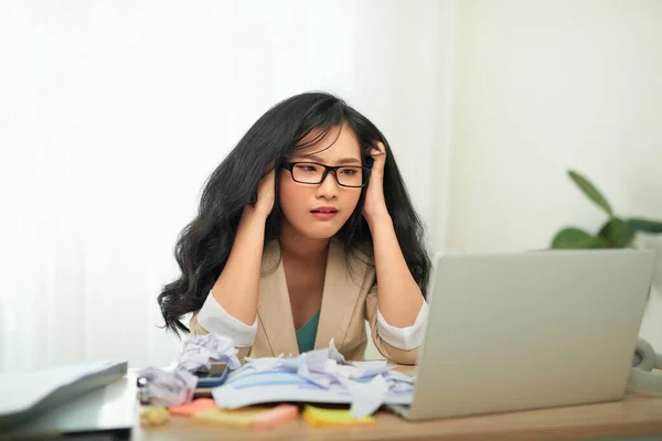Young Beautiful Businesswoman Tired Work Office — Stock Photo, Image