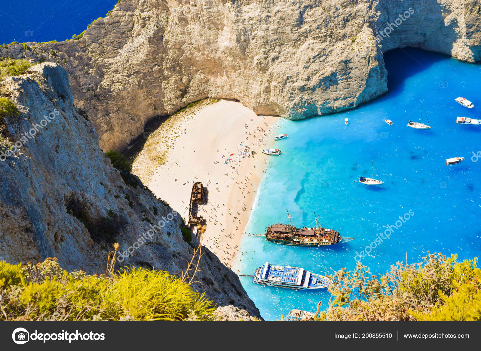 Vista Dall Alto Del Paradiso Spiaggia Del Relitto Zante