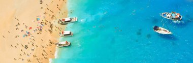  Cennet batık Beach, Zakynthos Island, Yunanistan üstten görüntülemek.